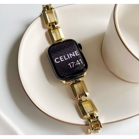 Apple Watch Band Adjustable Square Stylish Strap Gold Stainless Chain - Picture 6 of 6